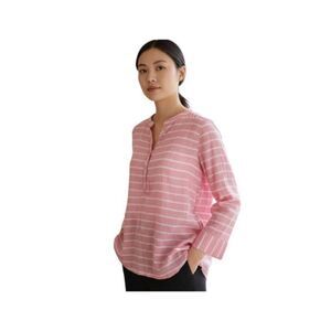 ST. JOHN'S BAY PINK & WHITE STRIPE BLOUSE SZ.M EUC.